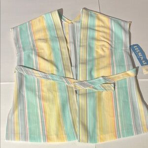 Personal by Leslie Fay Vintage House Coat Robe Pastel Stripes sz 14 NEW